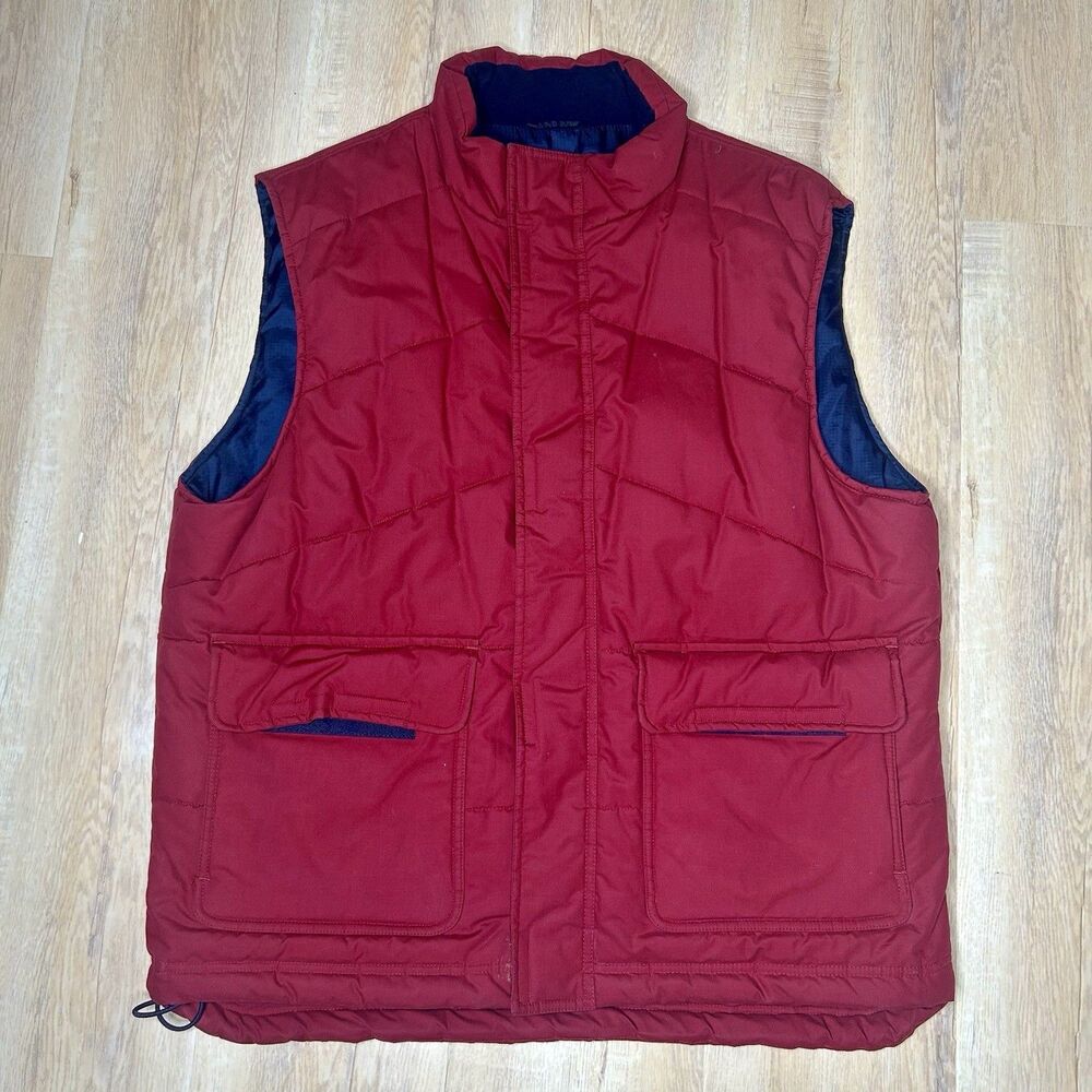 GAP Vintage Mens RED With Blue Lining Full Zip Qulited Vest - Size Large